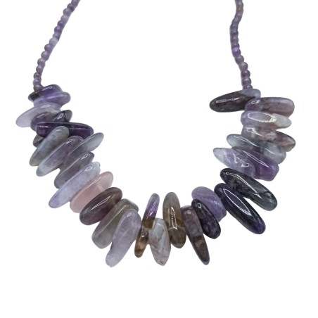 Collar de Gemas de Piedra Larga - Amatista - Calma y Claridad
