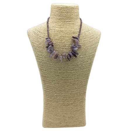 Collana lunga con gemme di pietra - Ametista - Calma e chiarezza