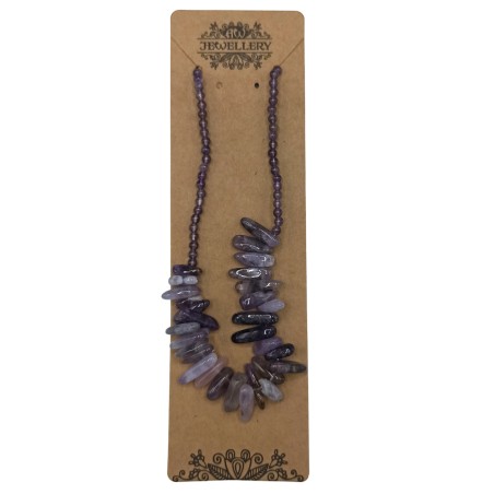 Collar de Gemas de Piedra Larga - Amatista - Calma y Claridad