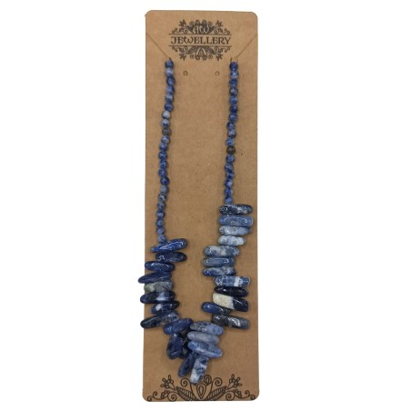 Collar de Gemas de Piedra Larga - Sodalita - Verdad y pensamiento