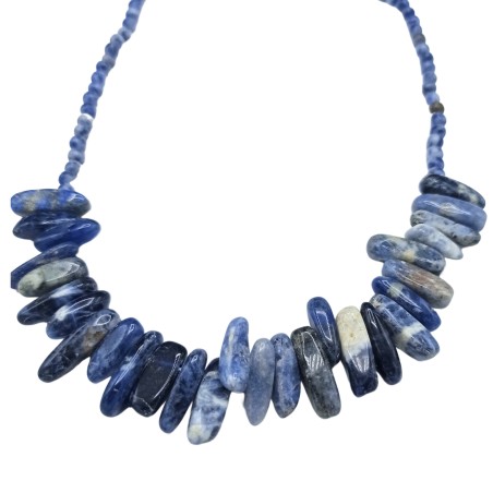 Collar de Gemas de Piedra Larga - Sodalita - Verdad y pensamiento