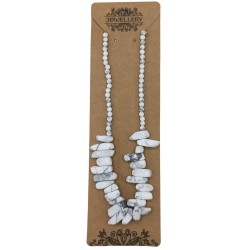 Collana lunga con gemme di pietra - Diaspro bianco - Pace e amicizia