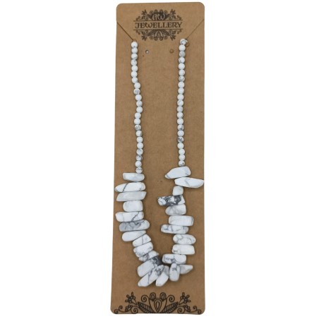 Collier Long Pierre Gemme - Jaspe Blanc - Paix et amitié