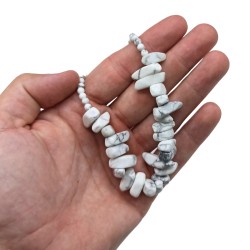 Long Stone Gem Necklace - White Jasper - Peace and friendship