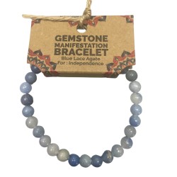 Precious Stone Manifestation Bracelet - Blue Agate - Independence