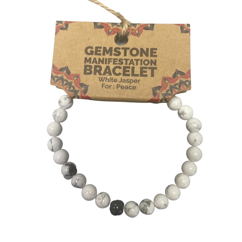 Brățară Manifestare Gemstone - Jasp Alb - Pace-Brățări Colier Pietre Prețioase-HOSTENATURA