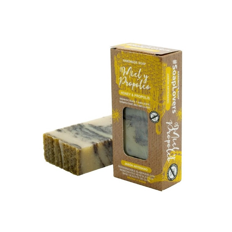 BAR OF ARTISAN SOAP OLIVE OIL WITH HONEY AND PROPOLIS 100gr-OLIVE OIL ARTISAN SOAP-HOSTENATURA