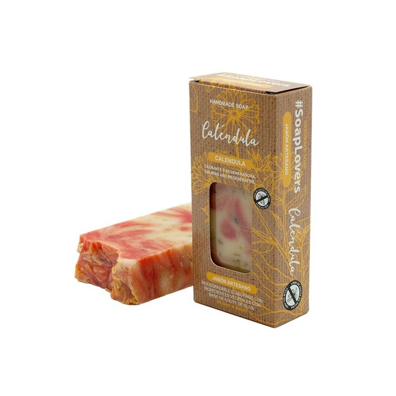 PAIN DE SAVON ARTISANAL HUILE D’OLIVE CALENDULA 100gr-SAVON ARTISAN À L'HUILE D'OLIVE-HOSTENATURA