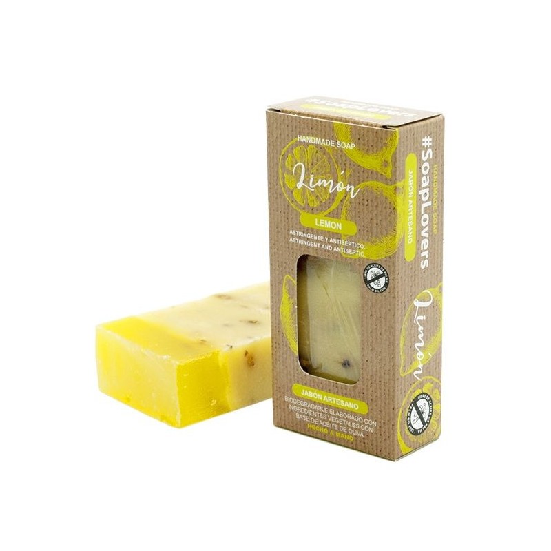 BAR OF ARTISAN SOAP OLIVE OIL WITH LEMON 100gr-OLIVE OIL ARTISAN SOAP-HOSTENATURA