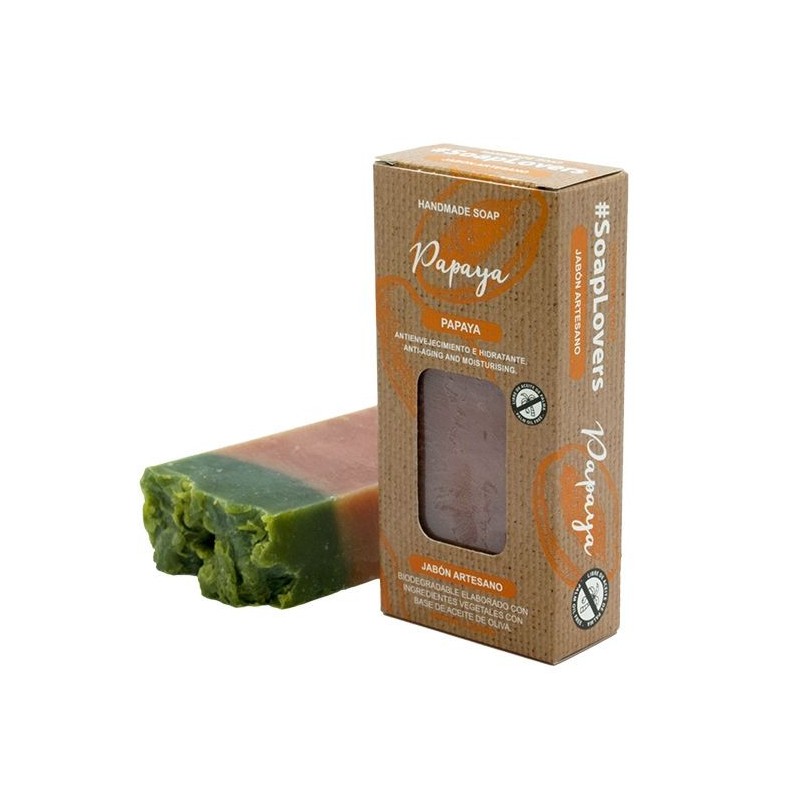 Pain de savon artisanal Huile d’olive Papaye 100gr-SAVON ARTISAN À L'HUILE D'OLIVE-HOSTENATURA