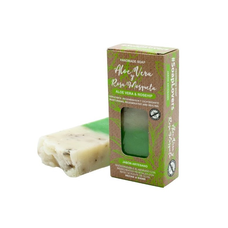 BAR OF ARTISAN SOAP OLIVE OIL ALOE VERA AND ROSEHIP 100gr-OLIVE OIL ARTISAN SOAP-HOSTENATURA