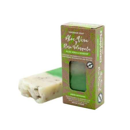 PASTILLA DE JABÓN ARTESANO ACEITE OLIVA ALOE VERA Y ROSA MOSQUETA 100gr