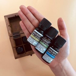 AROMATHERAPIE KIT (HOUTEN KIST EN 6 ESSENTIËLE OLIËN)