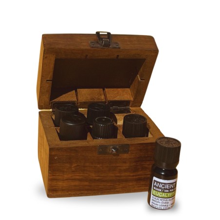 KIT AROMATERAPIA (CAJA MADERA Y 6 ACEITES ESENCIALES)