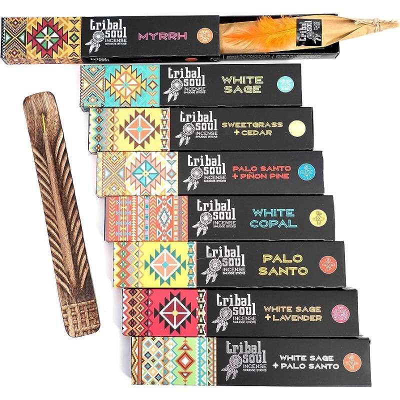 KIT DE TAMĂIE TRIBAL SOUL (8 TĂMĂIE + 1 SUPORT DE TĂMÂIE)-Început-HOSTENATURA