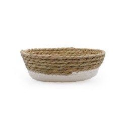 OVAL WEAVE AND WICKER BASKET 24X18X8CM