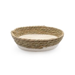 OVAL WEAVE AND WICKER BASKET 24X18X8CM