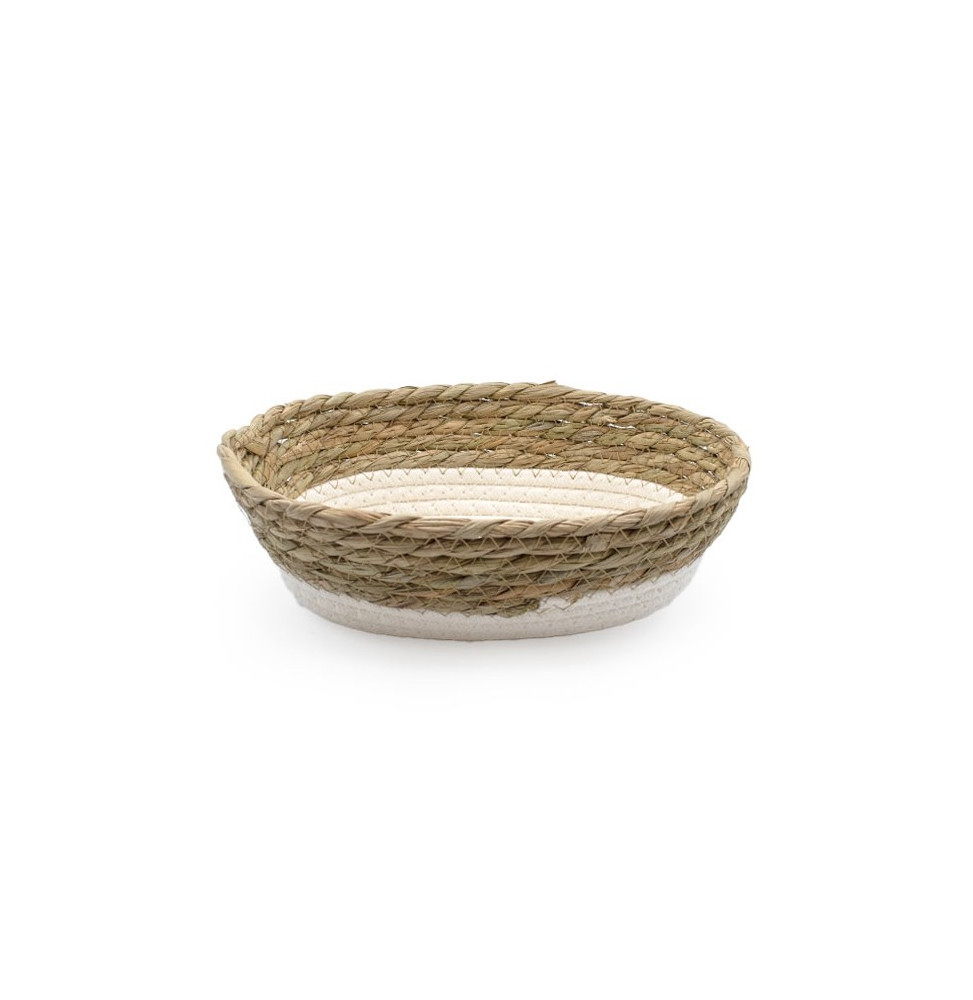 CESTA DE TEJIDO Y MIMBRE OVAL 24X18X8CM-سلال الخوص-HOSTENATURA