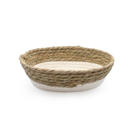 CESTO OVAL VIME E TECIDO 24X18X8CM