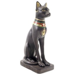 RESIN FIGURE BLACK EGYPTIAN CAT 20 CM. (protection and luck) 1 unit