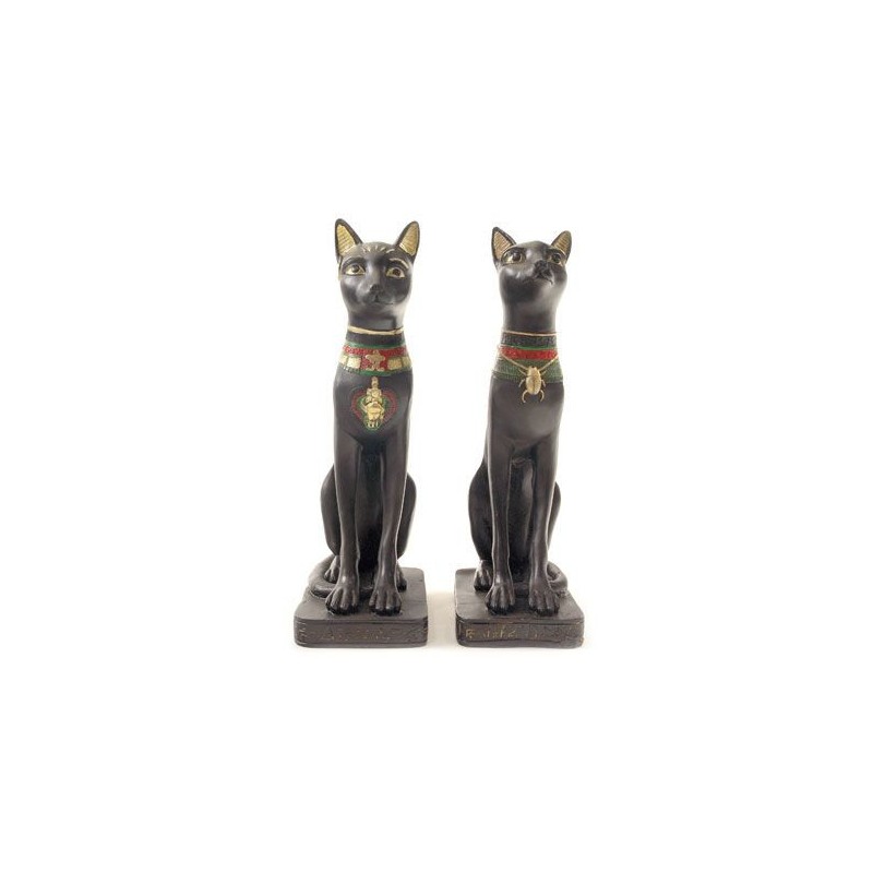 RESIN FIGURE BLACK EGYPTIAN CAT 20 CM. (protection and luck) 1 unit-EGYPTIAN FIGURES-HOSTENATURA