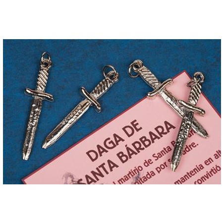 PENDENTE AMULETO PUGNALE SANTA BARBARA 4CM NICHELATO 1 unità