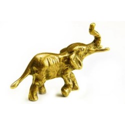 GOLDEN METAL ELEPHANT FIGURE BEARER GOOD LUCK 7X4