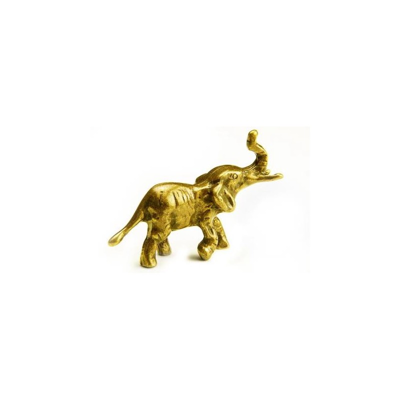 FIGURA DI ELEFANTE IN METALLO DORATO PORTATORE DI BUONA FORTUNA 7X4-FIGURINE FENGSHUI IN OTTONE-HOSTENATURA