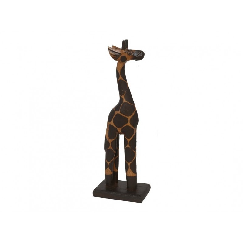 GIRAFFA IN LEGNO 30CM MARRONE/ROMBO-ELEFANTI INTAGLIATI IN LEGNO-HOSTENATURA