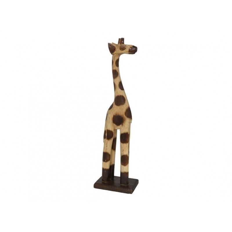 GIRAFFA IN LEGNO 40CM MARRONE/BEIGE-ELEFANTI INTAGLIATI IN LEGNO-HOSTENATURA