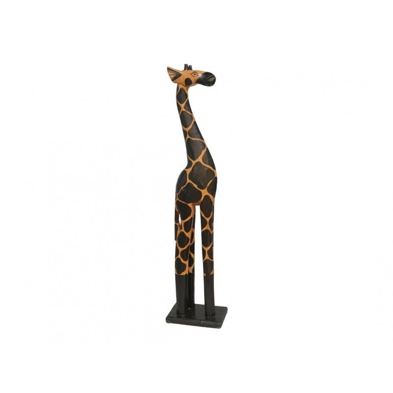 GIRAFFA IN LEGNO 60CM MARRONE/ROMBO-ELEFANTI INTAGLIATI IN LEGNO-HOSTENATURA