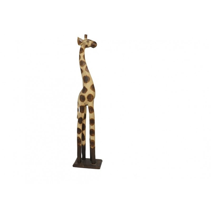 GIRAFFA IN LEGNO 80CM MARRONE/BEIGE-ELEFANTI INTAGLIATI IN LEGNO-HOSTENATURA