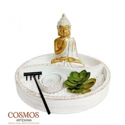 ROUND BUDDHA ZEN GARDEN WITH CANDLE