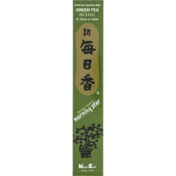 Japanischer Weihrauch Morgenstern Sandelholz Grüner Tee Grüner Tee Nippon Kodo (20g) 50 Riegel + Räuchergefäß