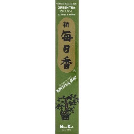 Incienso Japonés Morning Star Sándalo Té verde Green Tea Nippon Kodo ( 20g) 50 barritas + incensario