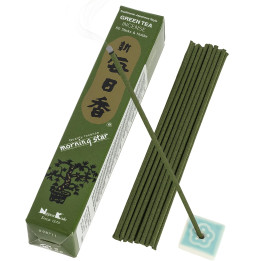 Incienso Japonés Morning Star Sándalo Té verde Green Tea Nippon Kodo ( 20g) 50 barritas + incensario