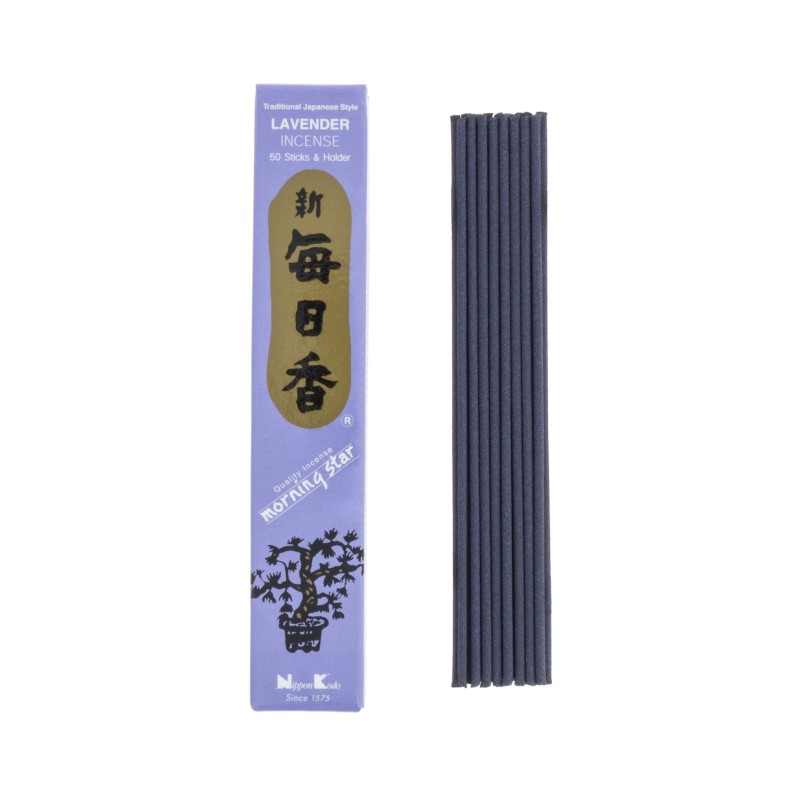 Incenso giapponese Morning Star Lavanda Lavanda Nippon Kodo (20g) 50 bastoncini + incensiere-INCENSI GIAPPONESI-HOSTENATURA