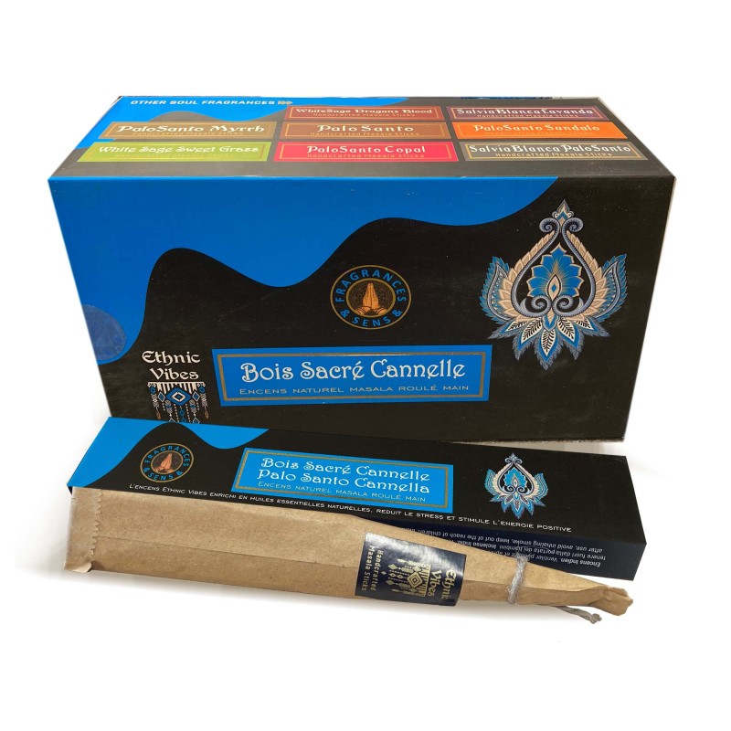 ETHNIC VIBES PALO SANTO INCENSE + CINNAMON FRAGRANCES & SENS MASALA 1 Box of 15gr.-ETHNIC VIBES INCENSES-HOSTENATURA