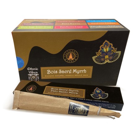 ETHNIC VIBES PALO SANTO INCENSO + FRAGÂNCIAS DE MIRRA & SENS MASALA 1 Caixa de 15gr.