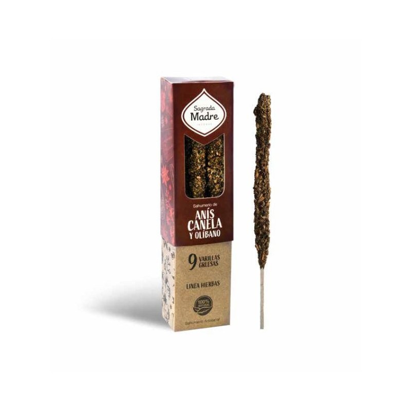 Holy Mother Incense Sahumerio - Anise, Cinnamon and Olibanum Incense 9 thick sticks-SAGRADA MADRE HERBAL INCENSE-HOSTENATURA