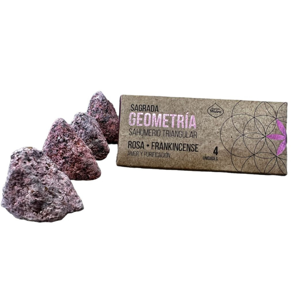 Incienso Triangular Rosa Frankincense Sagrada Madre - Sagrada Geometría - Amor y Purificación-البخور الثلاثي هندسة SAGRADA MADRE-HOSTENATURA