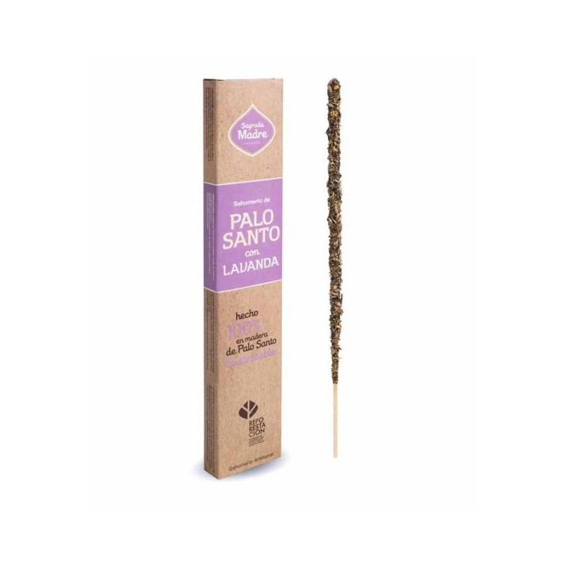 Incenso Palo Santo com Lavanda Madre Santíssima - Sahumerio 8 paus grossos-LINHA DE INCENSO PALO SANTO SAGRADA MADRE-HOSTENATURA