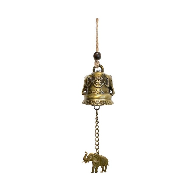 Campanella a vento Buona fortuna Elefante/Pesce 24 cm-CAMPANELLI A VENTO IN BAMBÙ-HOSTENATURA