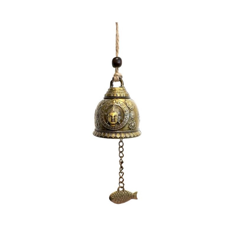 Bell Chimes wind good luck Buddha/ Fish 24cm-BAMBOO WIND CHIMES-HOSTENATURA