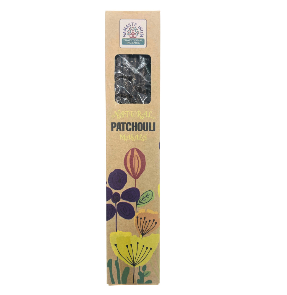 Incienso Botánico Natural Masala - Pachulí - Incienso Tradicional India Namaste - 30 gramos-VARAS DE INCENSO BOTÂNICO-HOSTENATURA