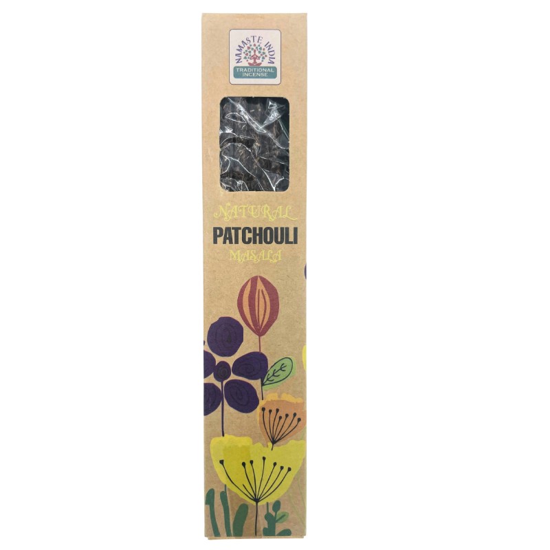 Naturalne Kadzidło Paczula Namaste India Naturalna Masala - 1 opakowanie organicznego kadzidła 30gr.-BOTANICZNE KADZIDŁKA-HOSTENATURA