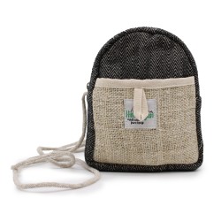 Sac mobile en chanvre avec corde - Couleur aléatoire - 17x13x3cm