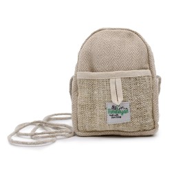 Sac mobile en chanvre avec corde - Couleur aléatoire - 17x13x3cm