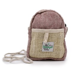 Sac mobile en chanvre avec corde - Couleur aléatoire - 17x13x3cm