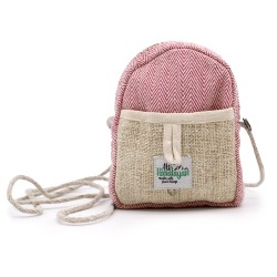 Mobile hemp bag with rope - Random color - 17x13x3cm